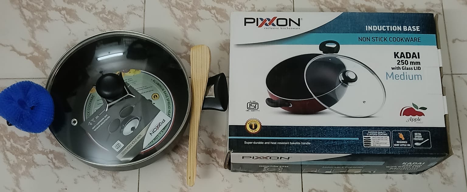 PIXXON KADAI 250mm. WITH GIASS LID